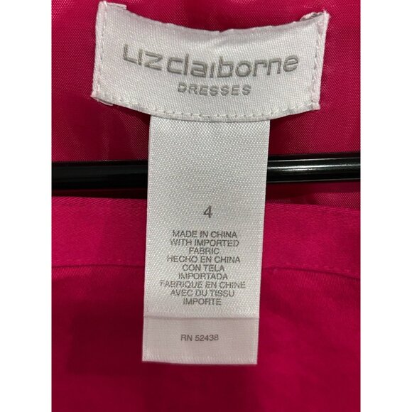 Liz Claiborne Womens Fuchsia Sleeveless A Line Dress with Bow Accent SZ 4 - Picture 5 of 9